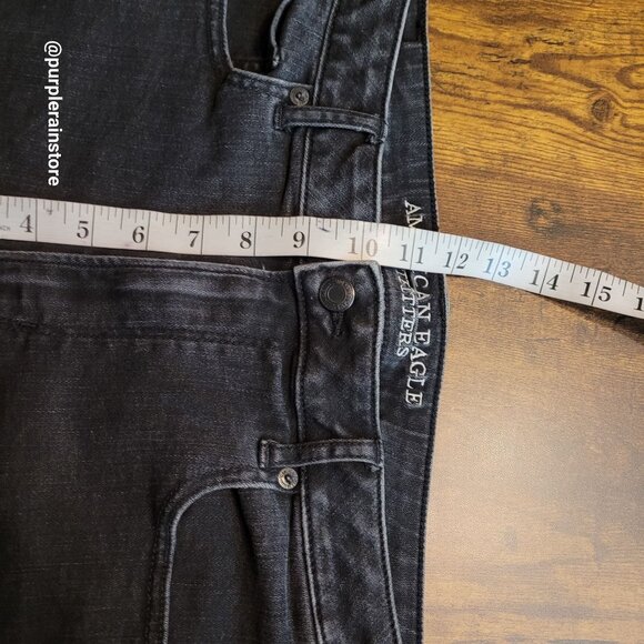 American Eagle Super Hi Rise Shortie Sz 14 Super Super Stretch Black Wash Denim - Picture 7 of 11